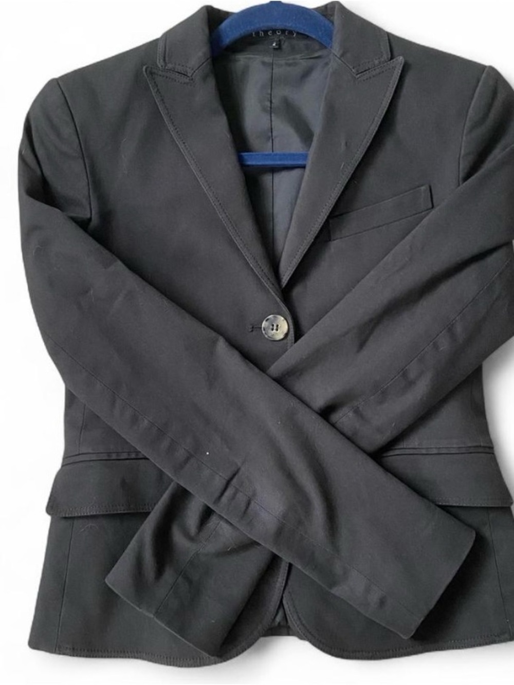 Theory Black Gabe B Blazer Jacket Size 2 Tailor Tea Stretch Professional
